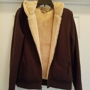 Old navy hoodie jacket size L ..lined sherpa